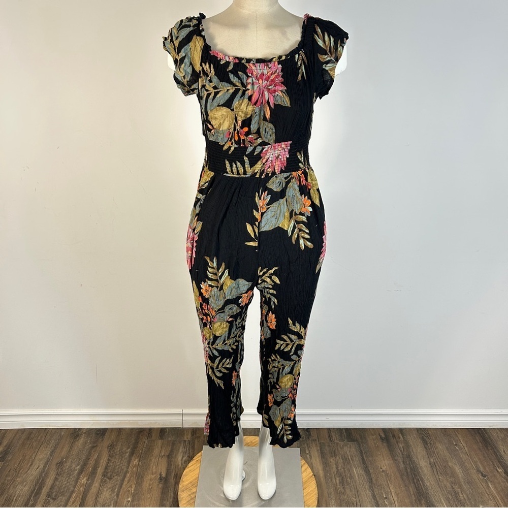 ❤️ Patrons of Peace Black and Multicolor Floral Jumpsuit XS